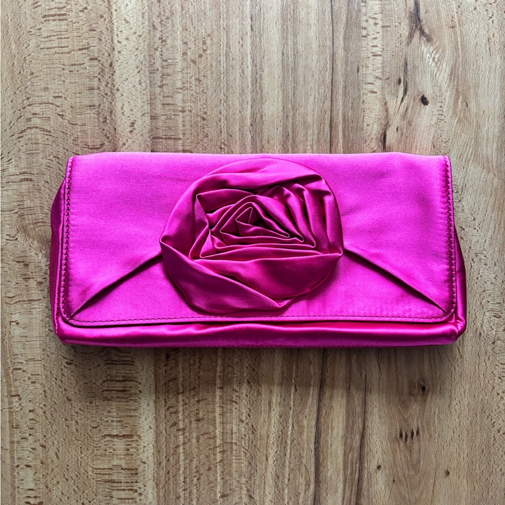 J. Crew Fuchsia Satin Clutch